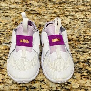 Nike Kids White and Pink Slip-On Sneakers